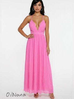 New Meghan LA maxi dress bubblegum pink. Backless cross cross straps size large‎